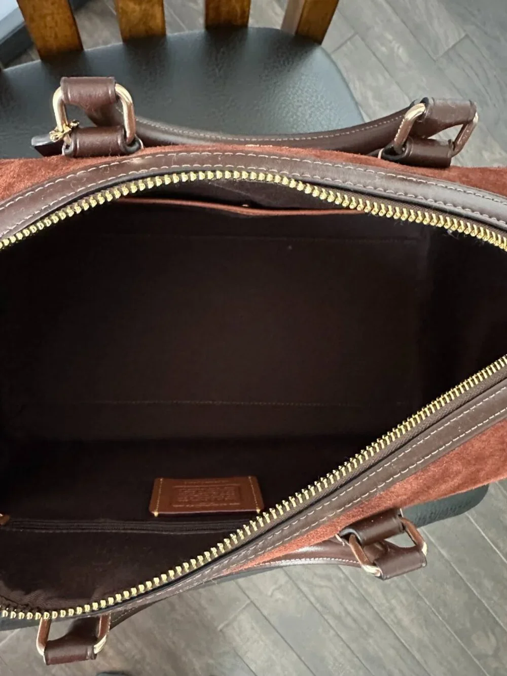 Coach Rowan Large Vintage Brown Suede Shoulder/Satchel Bag Style #F2522-CCC79 - Picture 4 of 8